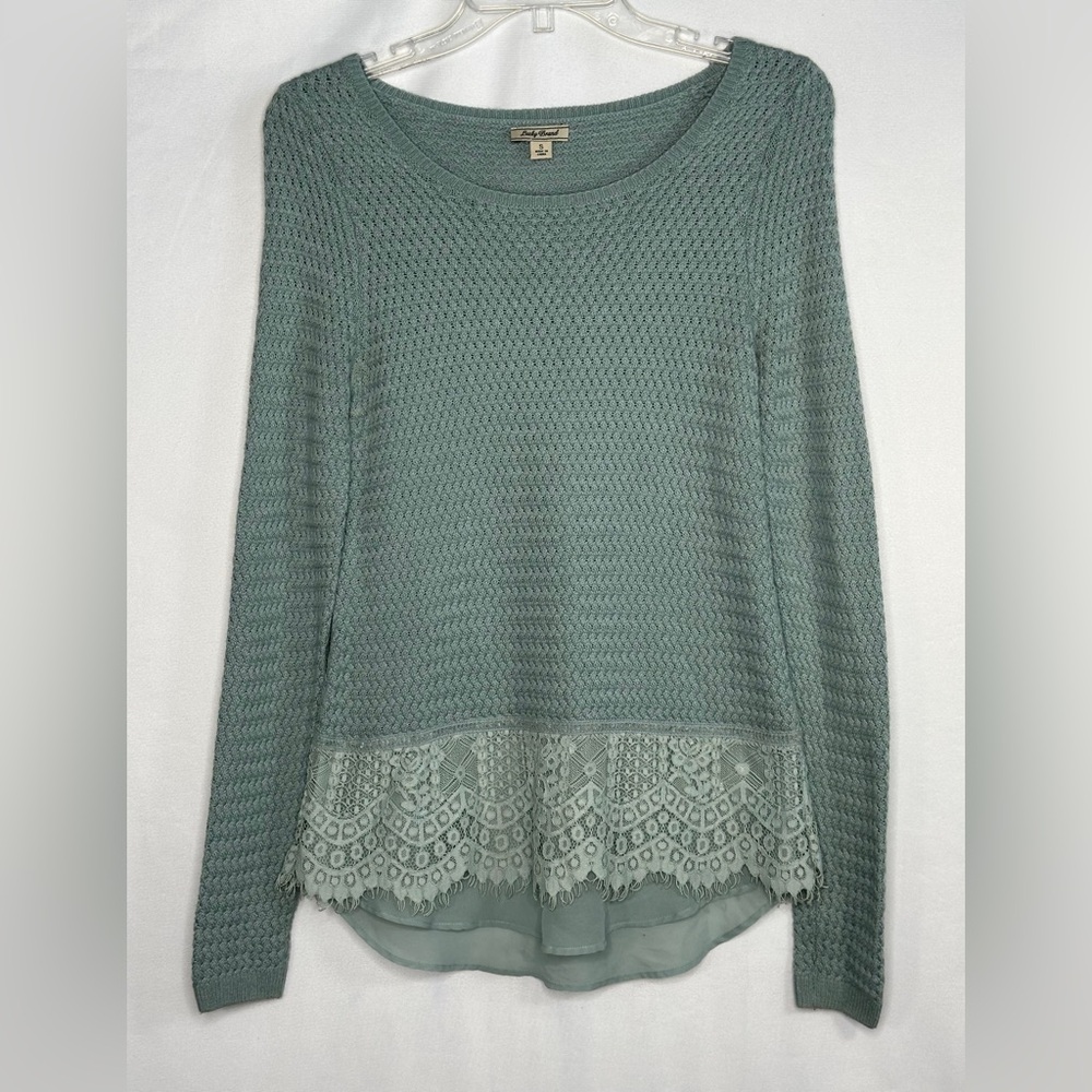 Lucky Brand Lace Mix Sweater Seafoam Green‎ Sz S